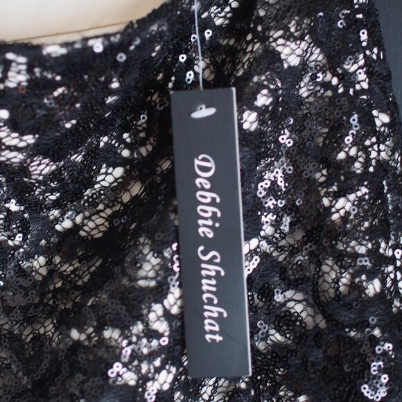 Debbie Shuchat | NWT Stunning Black Sparkly Sequined Lace Holiday Skirt - Picture 7 of 7